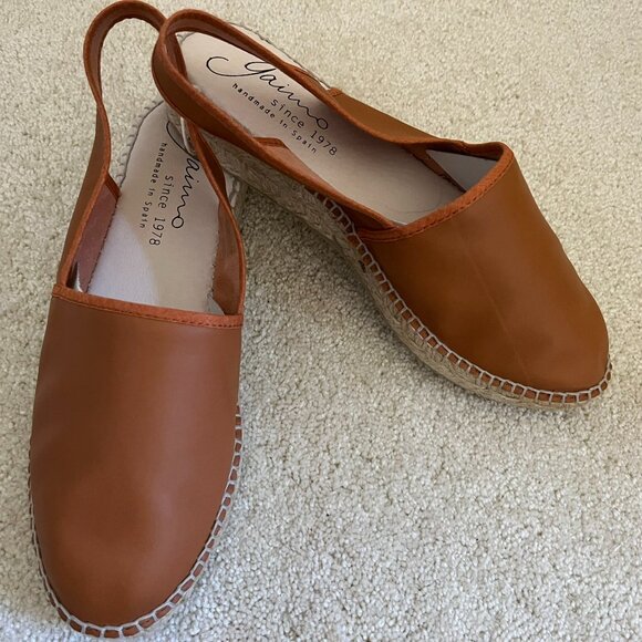 Gaimo Brown Leather Slingback Espadrille - New - Picture 1 of 7